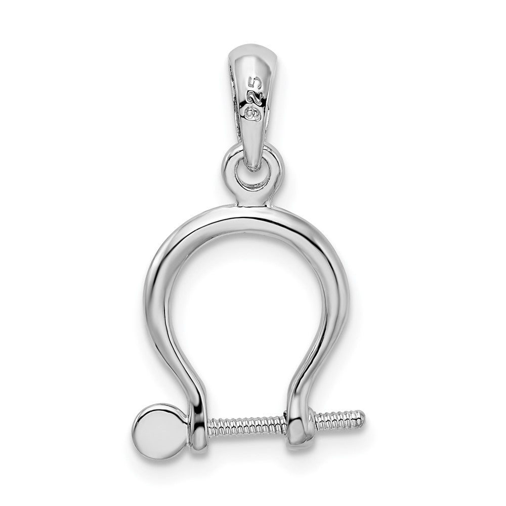 Sterlingsilber De-ani Rhodiniert Poliert 3d Klein Shackle Glieder Anhänger
