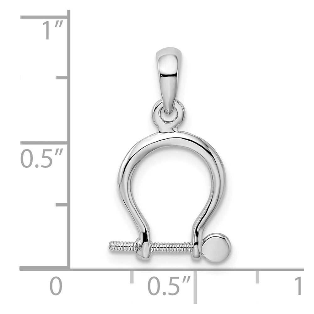 Sterlingsilber De-ani Rhodiniert Poliert 3d Klein Shackle Glieder Anhänger