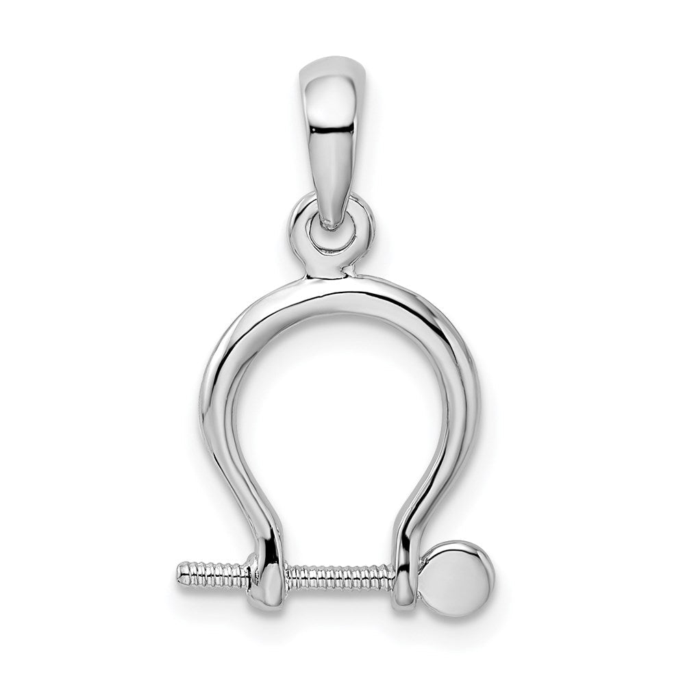 Sterlingsilber De-ani Rhodiniert Poliert 3d Klein Shackle Glieder Anhänger