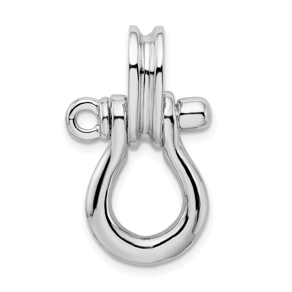 Sterlingsilber De-ani Rhodiniert 3d Groß Shackle Glieder mit Pulley Anhänger
