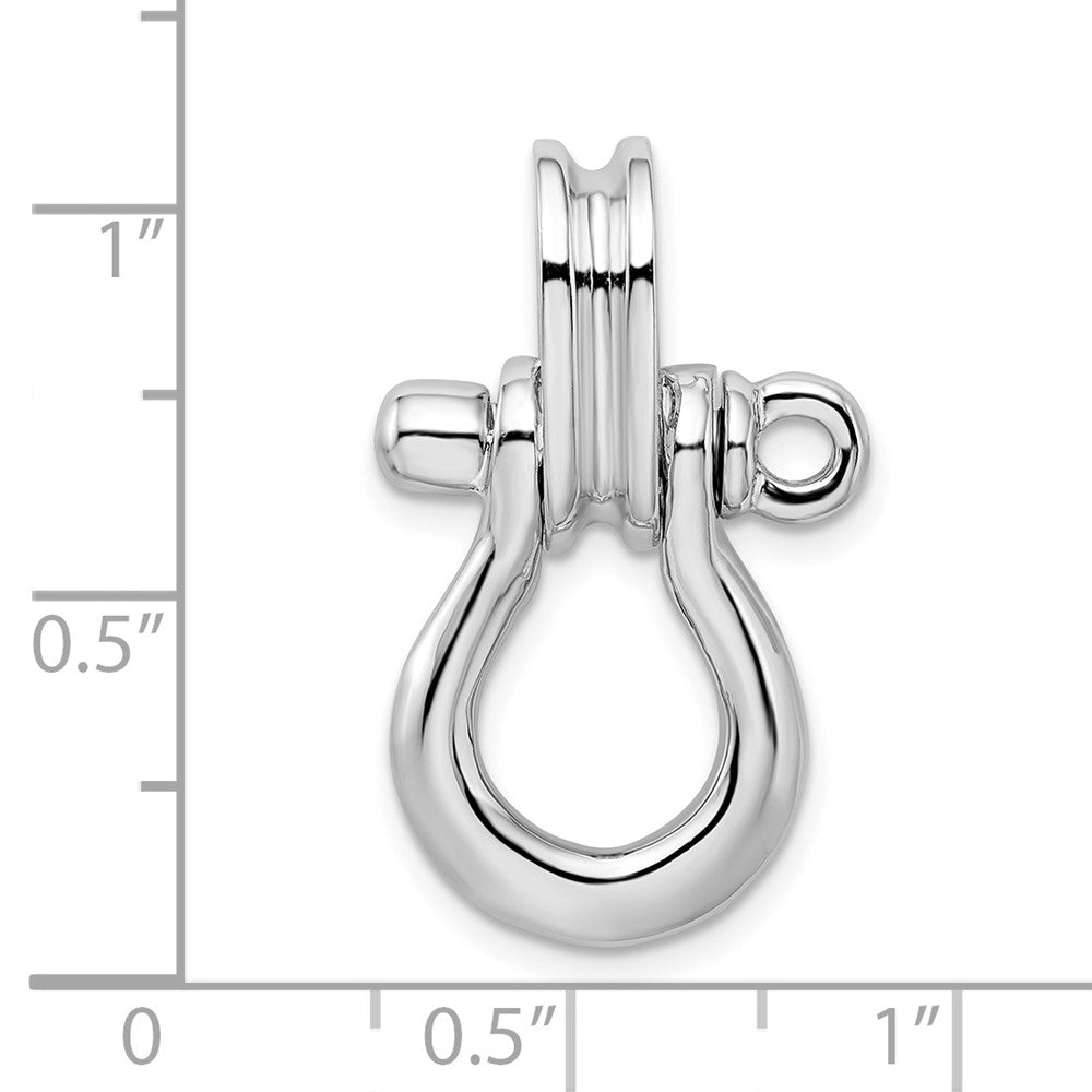 Sterlingsilber De-ani Rhodiniert 3d Groß Shackle Glieder mit Pulley Anhänger