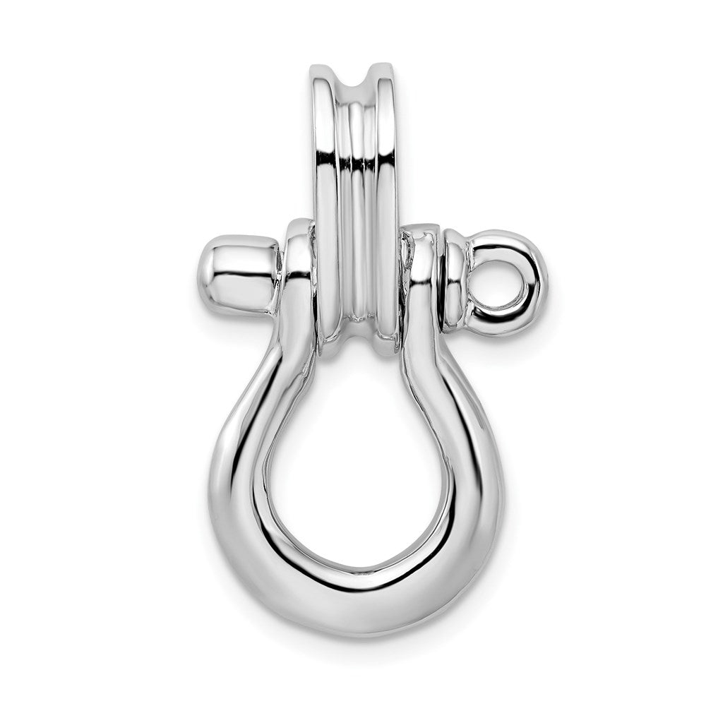 Sterlingsilber De-ani Rhodiniert 3d Groß Shackle Glieder mit Pulley Anhänger