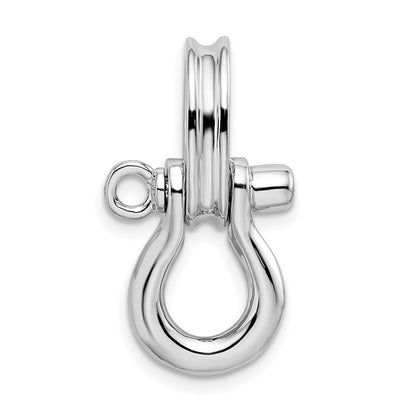 Sterlingsilber De-ani Rhodiniert 3d Mittel Shackle Glieder mit Pulley Anhänger