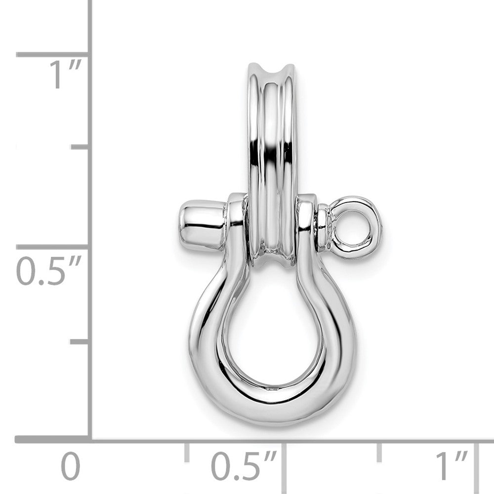 Sterlingsilber De-ani Rhodiniert 3d Mittel Shackle Glieder mit Pulley Anhänger