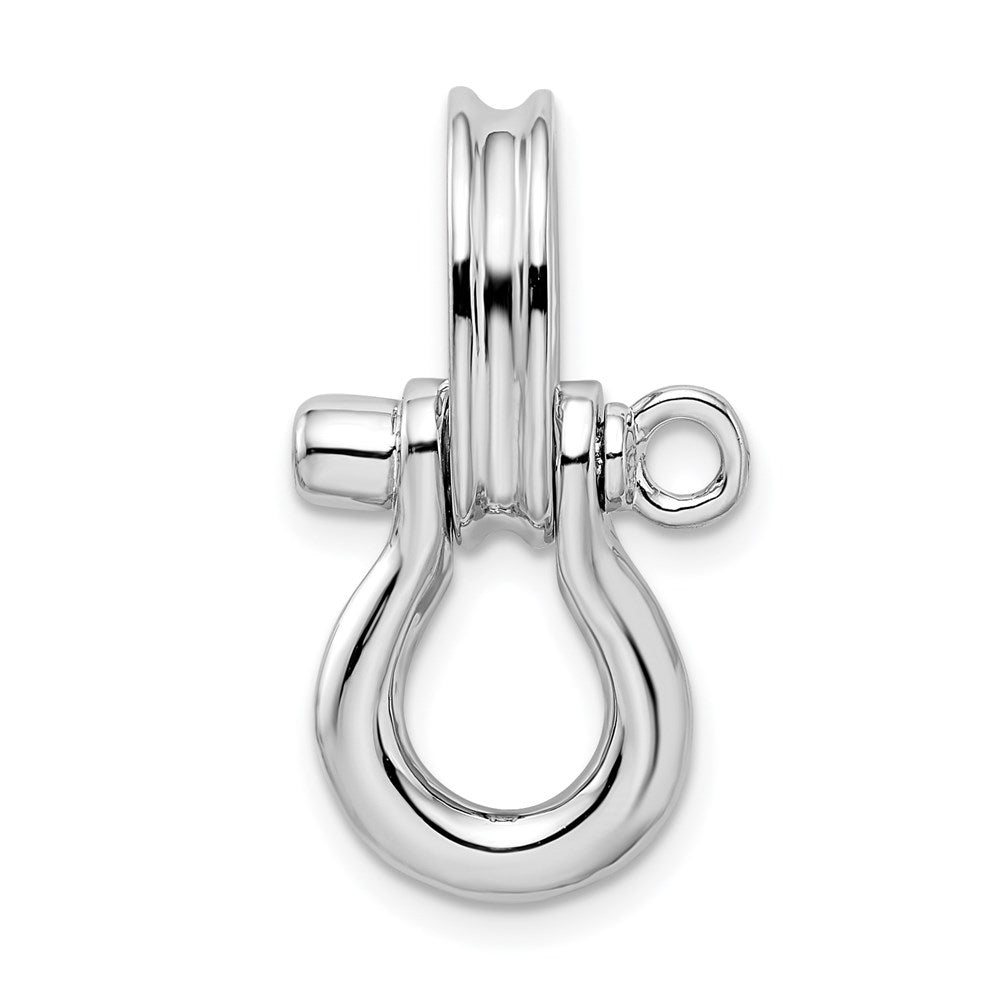 Sterlingsilber De-ani Rhodiniert 3d Mittel Shackle Glieder mit Pulley Anhänger