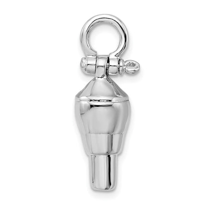 Sterlingsilber De-ani Rhodiniert Poliert 3d Swivel mit Shackle Bail Anhänger