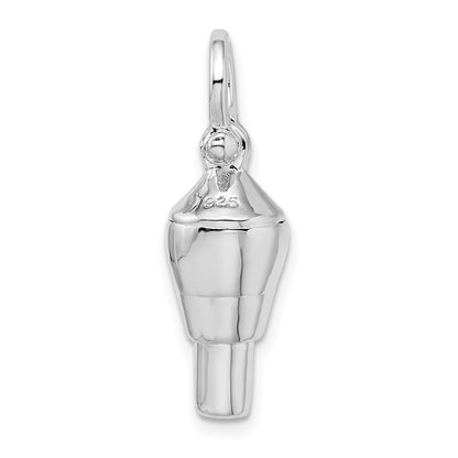 Sterlingsilber De-ani Rhodiniert Poliert 3d Swivel mit Shackle Bail Anhänger