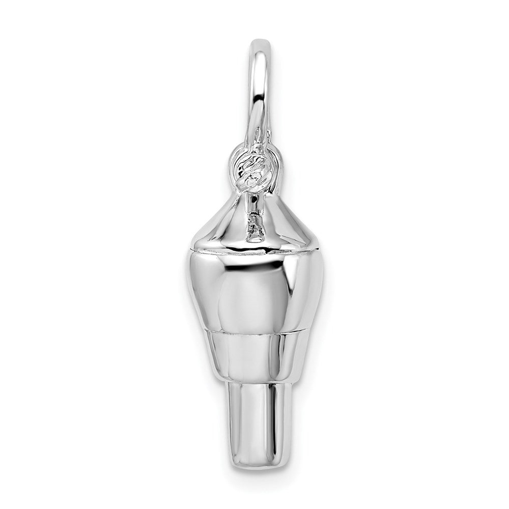 Sterlingsilber De-ani Rhodiniert Poliert 3d Swivel mit Shackle Bail Anhänger