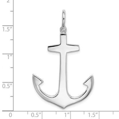 Sterlingsilber De-ani Rhodiniert Poliert 3d Groß Anker Anhänger