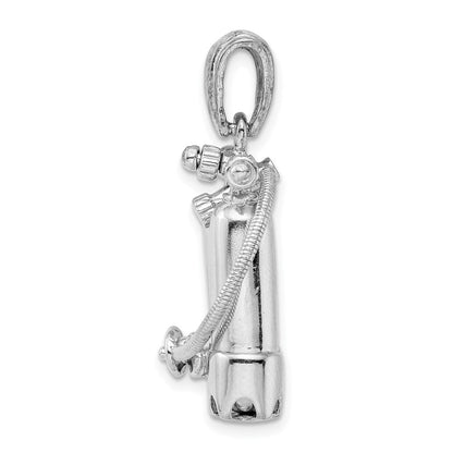 Sterlingsilber De-ani Rhodiniert Poliert 3d Scuba Tanks mit Hose Anhänger