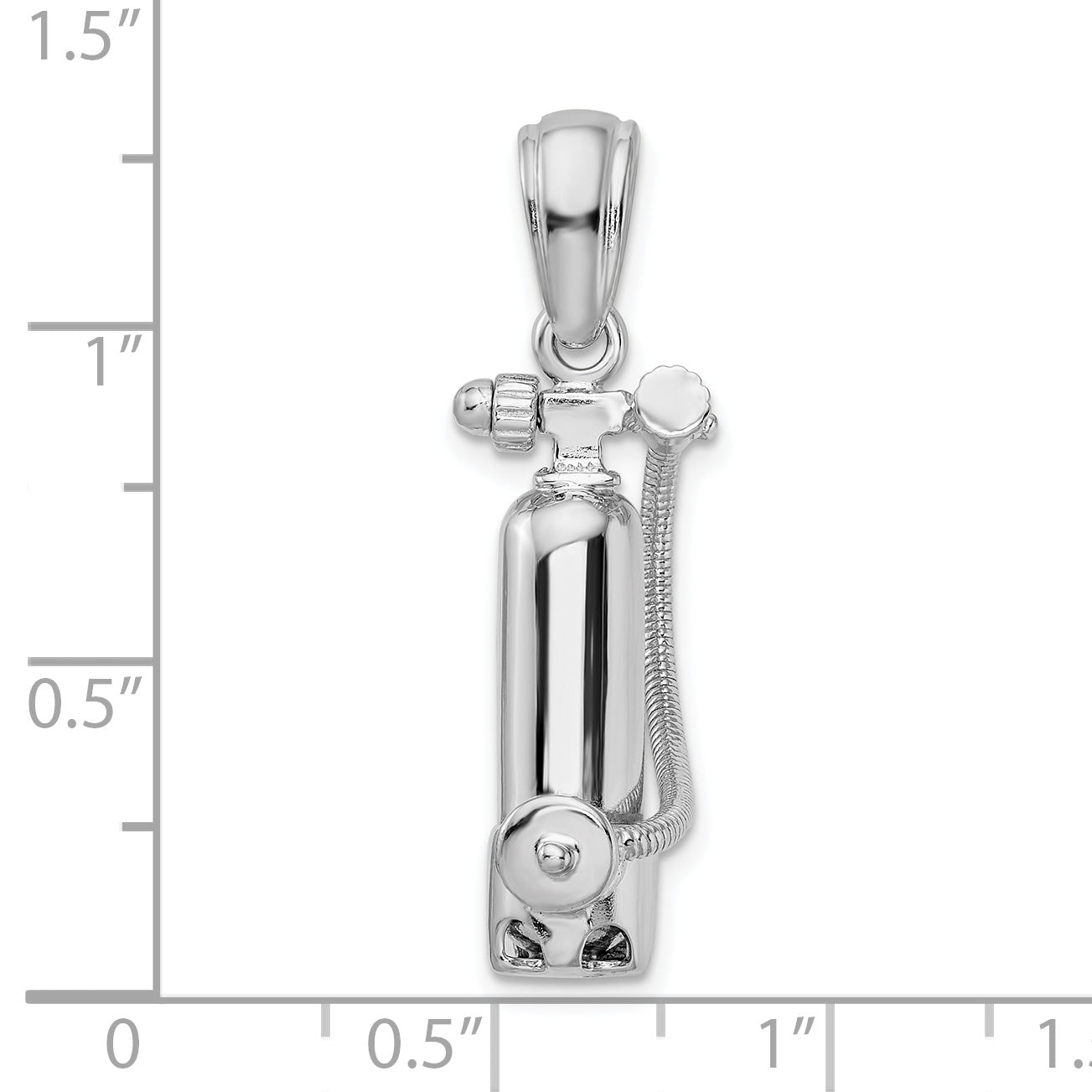 Sterlingsilber De-ani Rhodiniert 3d Einfach Scuba Tank mit Hose Anhänger