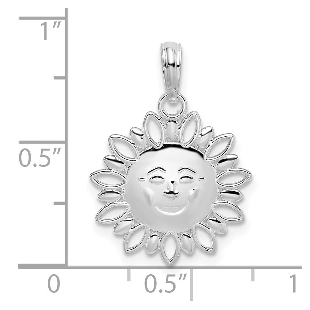 Sterlingsilber De-ani Rhodiniert Poliert Smiling Sonne Anhänger