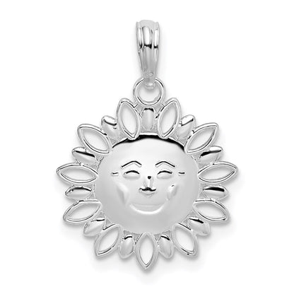 Sterlingsilber De-ani Rhodiniert Poliert Smiling Sonne Anhänger