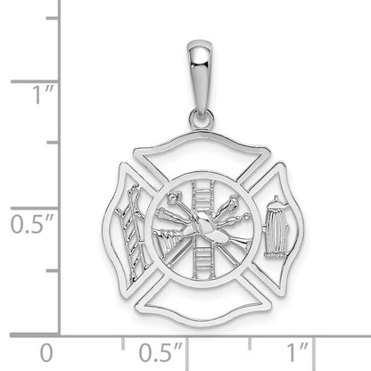 Sterlingsilber De-ani Rhodiniert Poliert Ausgeschnitten Fireman Shield Anhänger