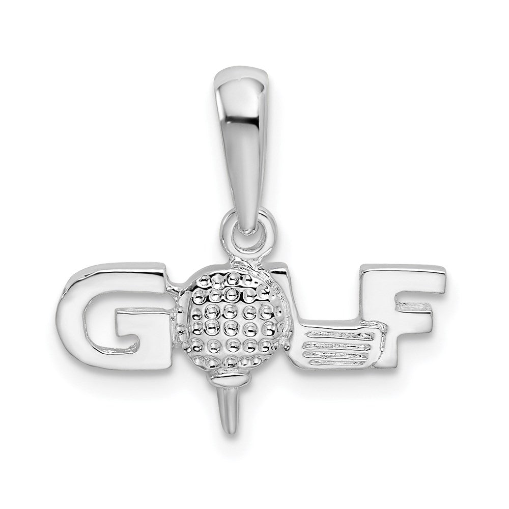 Sterlingsilber De-ani Rhodiniert Poliert Golf Tee und Club Anhänger