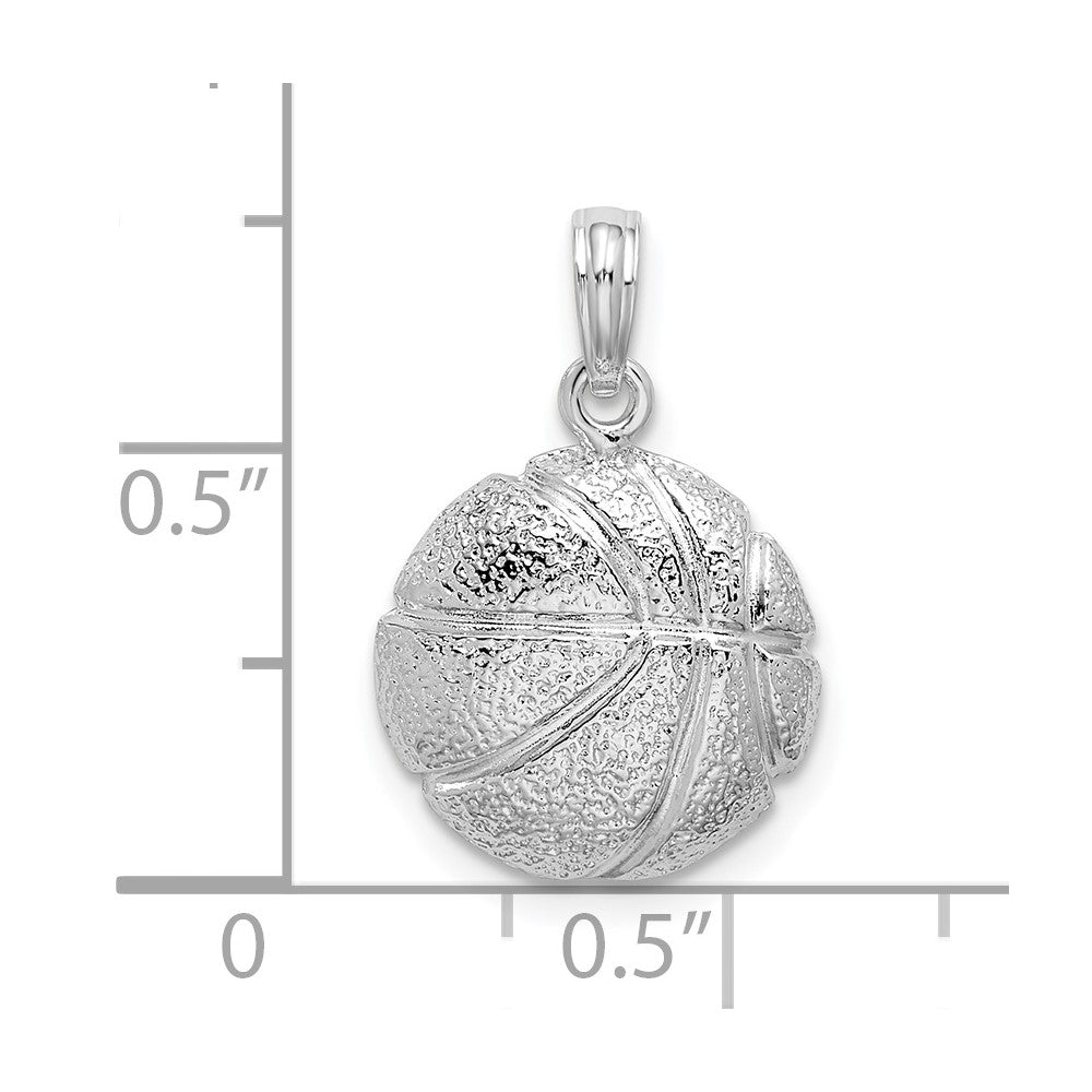 Sterlingsilber De-ani Rhodiniert Poliert Basketball Anhänger