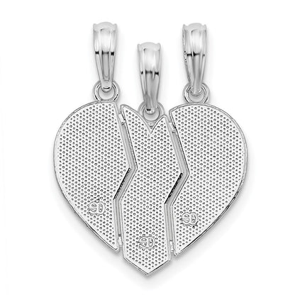 Sterlingsilber De-ani Rhodiniert Strukturiert Big Sis / Mama Lil Break Apart Anhänger