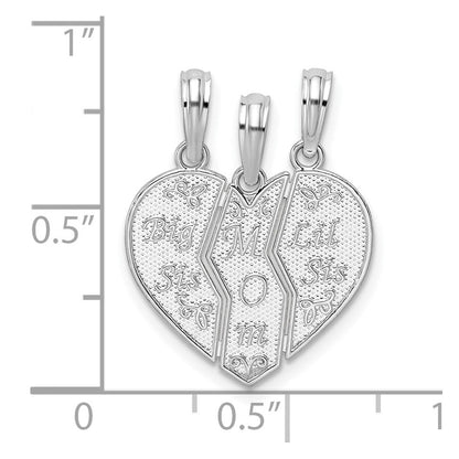 Sterlingsilber De-ani Rhodiniert Strukturiert Big Sis / Mama Lil Break Apart Anhänger