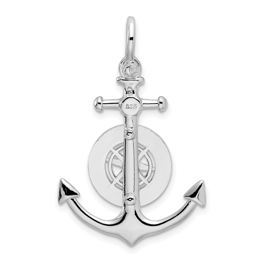 Sterlingsilber De-ani Rhodiniert 3d Klein Anker mit Kompass Anhänger