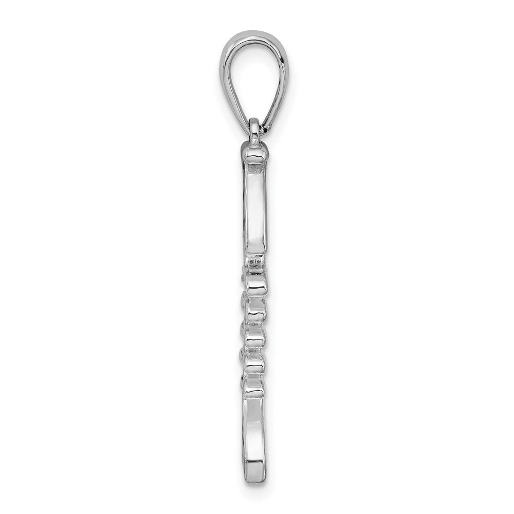 Sterlingsilber De-ani Rhodiniert Poliert 3d Emailliert Fishbone Anhänger