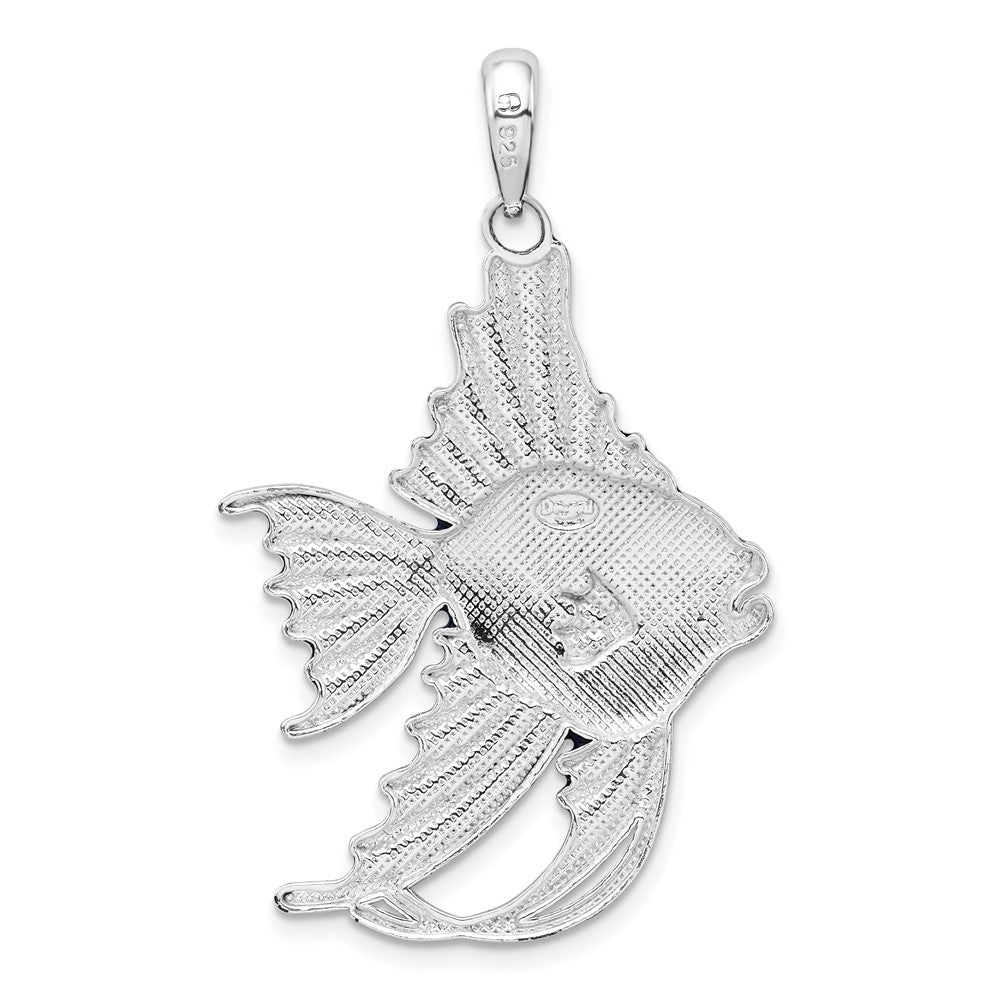 Sterlingsilber De-ani Rhodiniert Poliert Emailliert Engel Fisch Anhänger