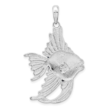 Sterlingsilber De-ani Rhodiniert Poliert Emailliert Engel Fisch Anhänger