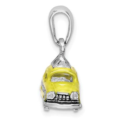 Sterlingsilber Poliert 3d Emailliert Taxi Anhänger