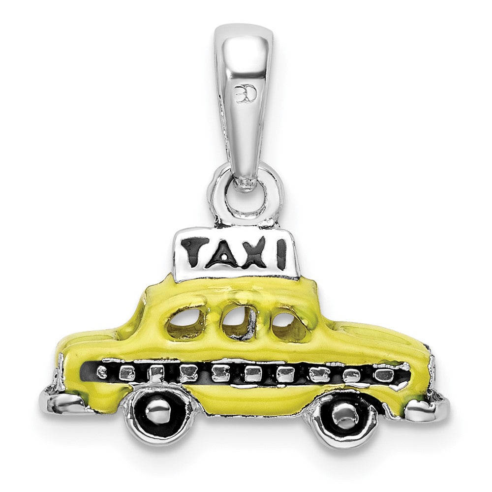 Sterlingsilber Poliert 3d Emailliert Taxi Anhänger