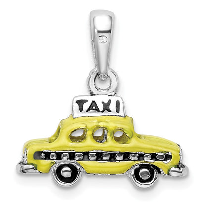 Sterlingsilber Poliert 3d Emailliert Taxi Anhänger