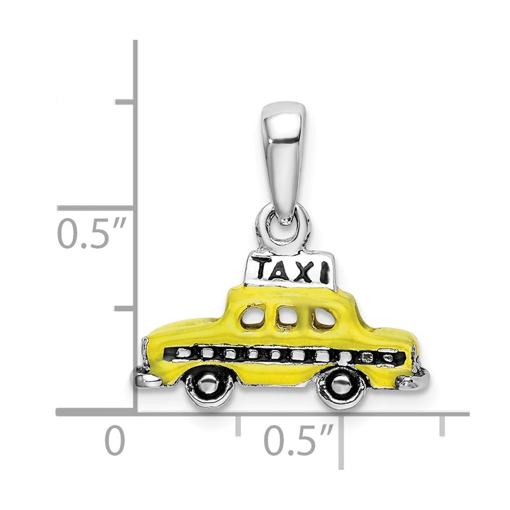 Sterlingsilber Poliert 3d Emailliert Taxi Anhänger