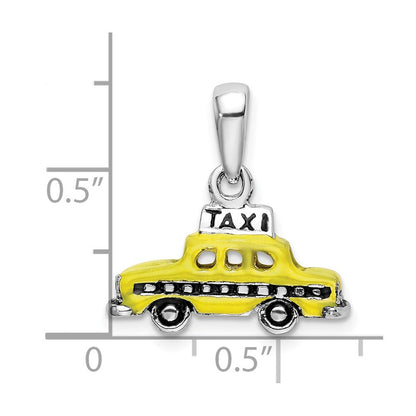 Sterlingsilber Poliert 3d Emailliert Taxi Anhänger