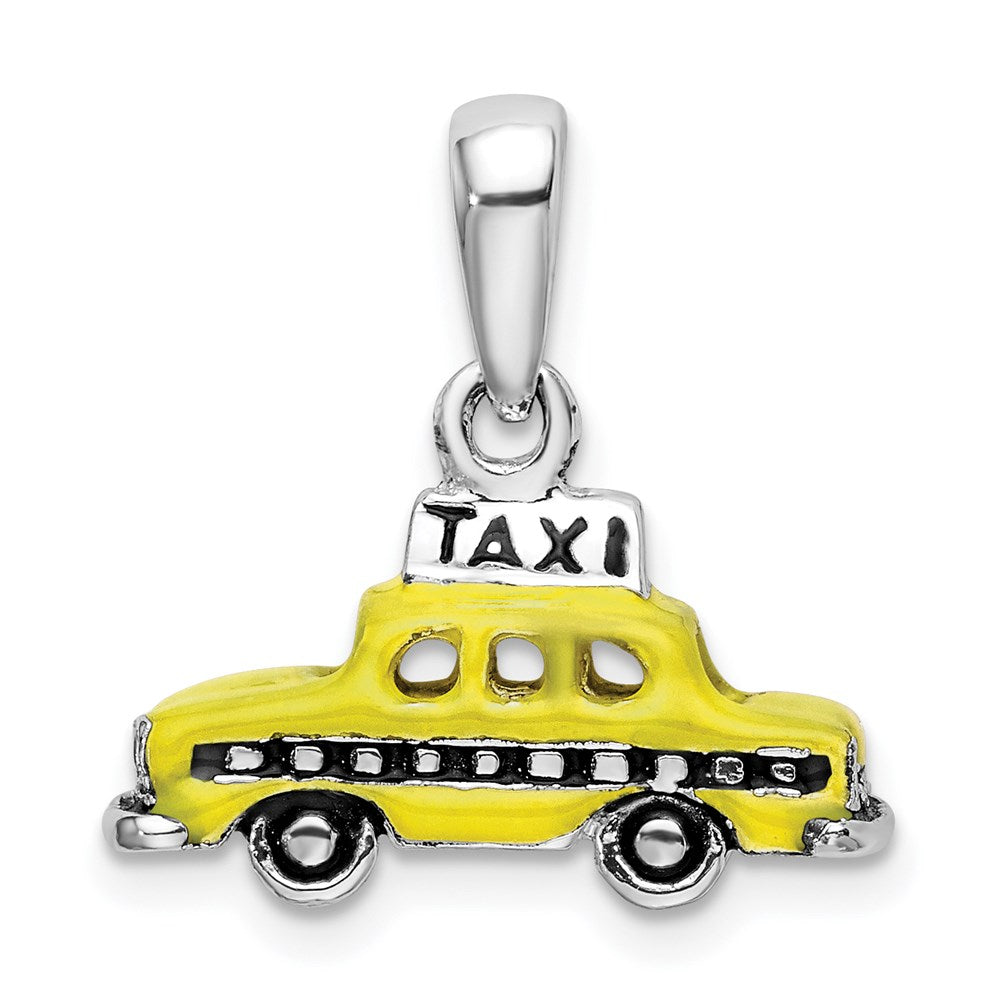 Sterlingsilber Poliert 3d Emailliert Taxi Anhänger