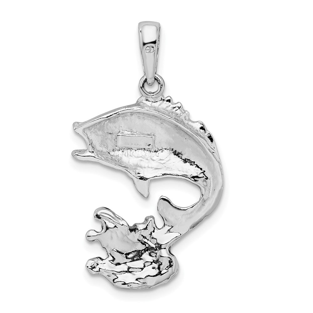Sterlingsilber De-ani Rhodiniert Emailliert Springend Barsch Fisch Anhänger