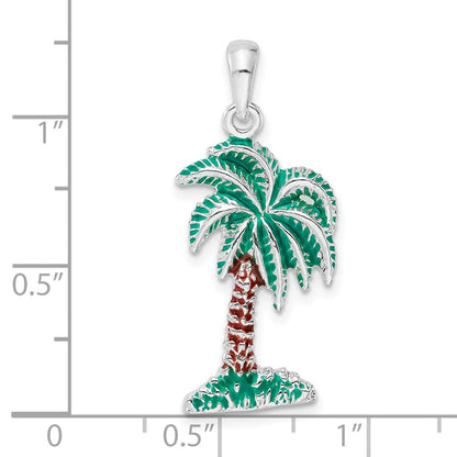 Sterlingsilber De-ani Rhodiniert Poliert Emailliert Palmetto Anhänger
