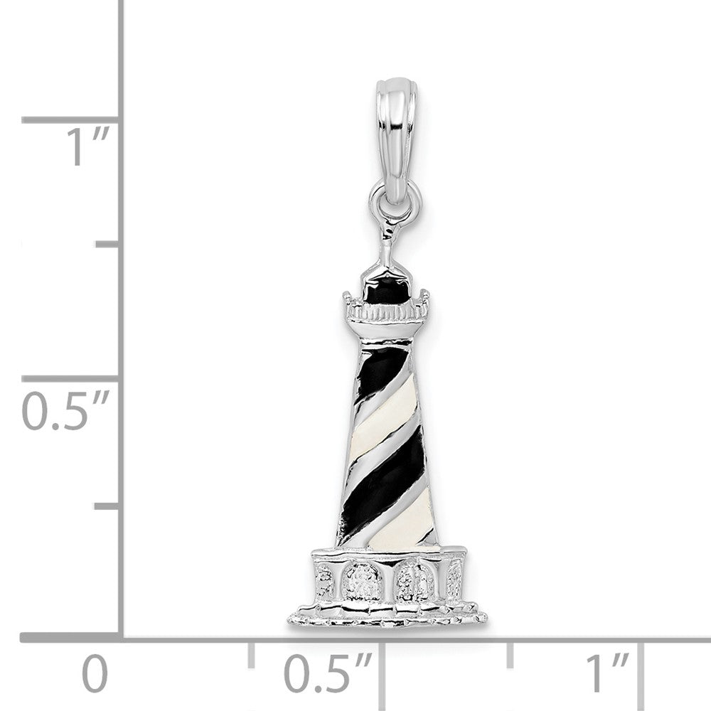 Sterlingsilber De-ani Rhodiniert Emailliert Cape Hatteras Leuchtturm Anhänger