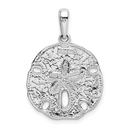 Sterlingsilber De-ani Rhodiniert Poliert Emailliert Sand Dollar Anhänger