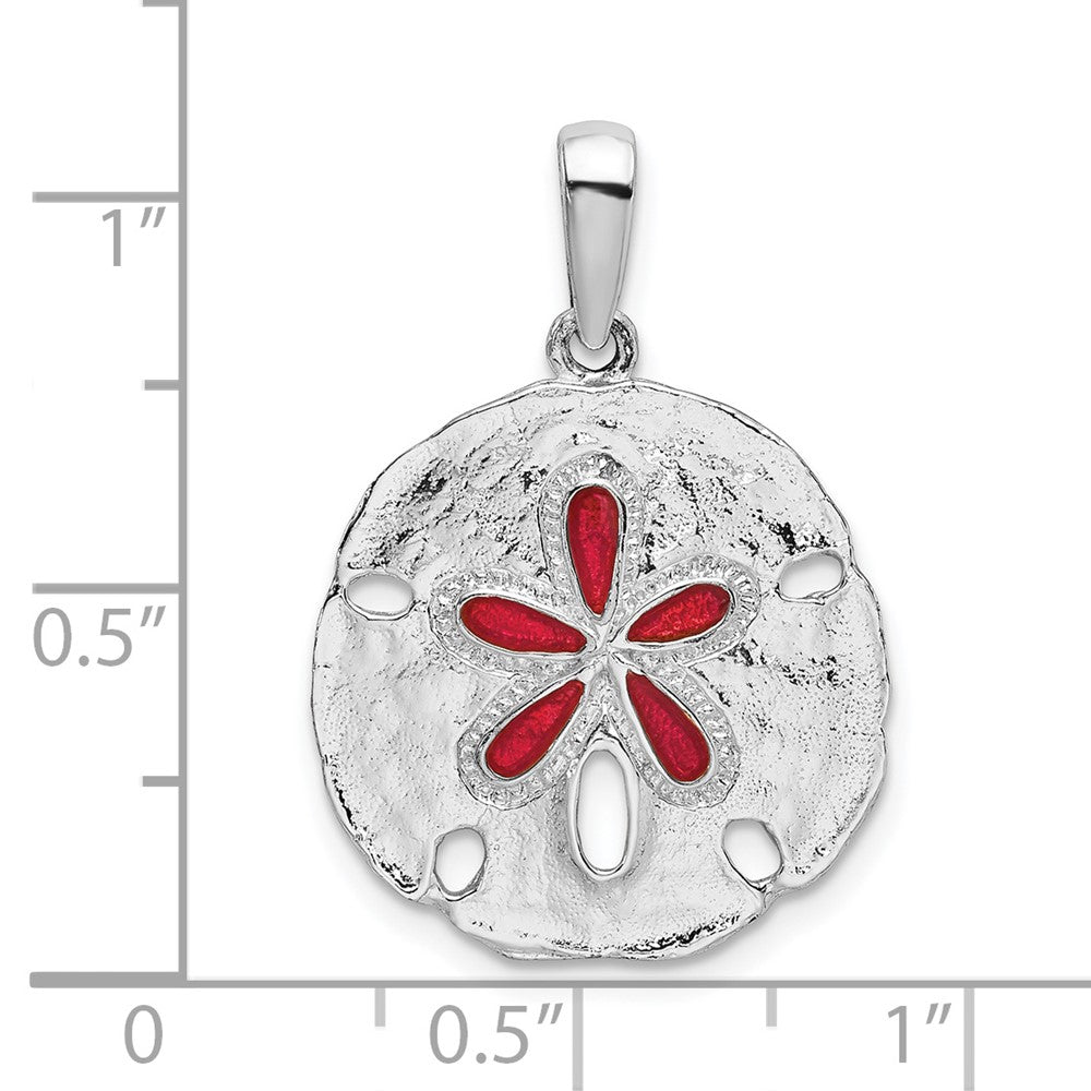 Sterlingsilber De-ani Rhodiniert Poliert Emailliert Sand Dollar Anhänger