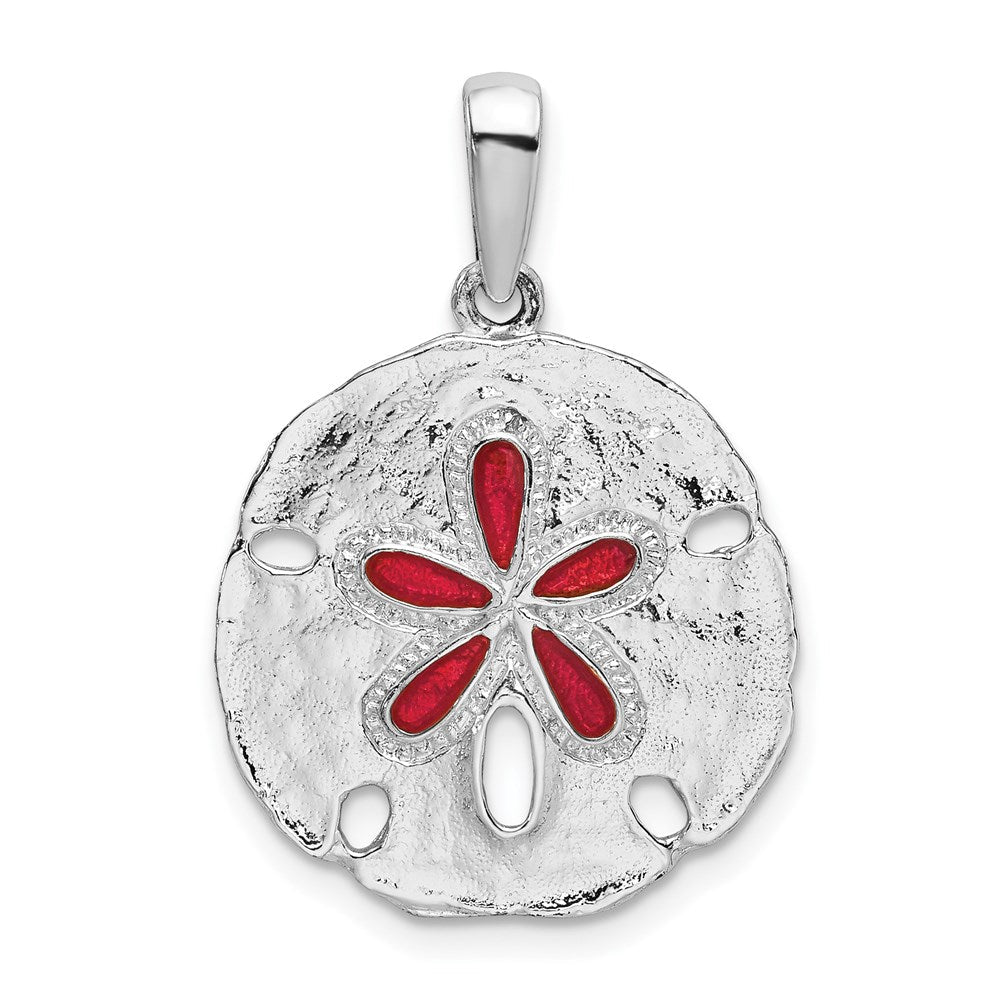 Sterlingsilber De-ani Rhodiniert Poliert Emailliert Sand Dollar Anhänger
