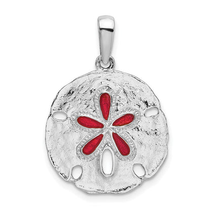 Sterlingsilber De-ani Rhodiniert Poliert Emailliert Sand Dollar Anhänger