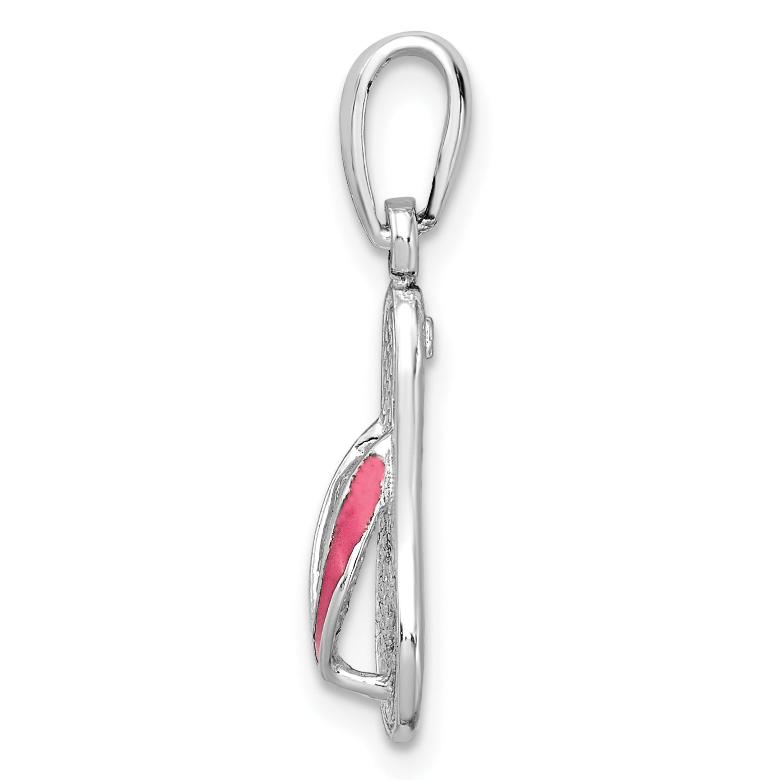 Sterlingsilber De-ani Rhodiniert Emailliert Rosa Flip-flop Anhänger