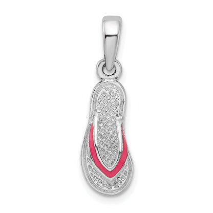 Sterlingsilber De-ani Rhodiniert Emailliert Rosa Flip-flop Anhänger