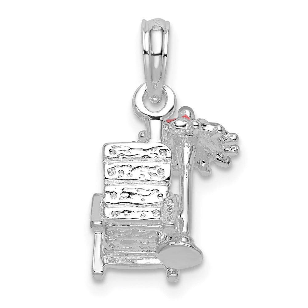 Sterlingsilber De-ani Rhodiniert 3d Emailliert Beach Chair Anhänger