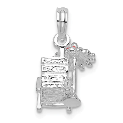 Sterlingsilber De-ani Rhodiniert 3d Emailliert Beach Chair Anhänger