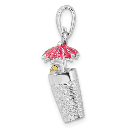 Sterlingsilber De-ani Rhodiniert 3d Emailliert Cocktail Drink Anhänger