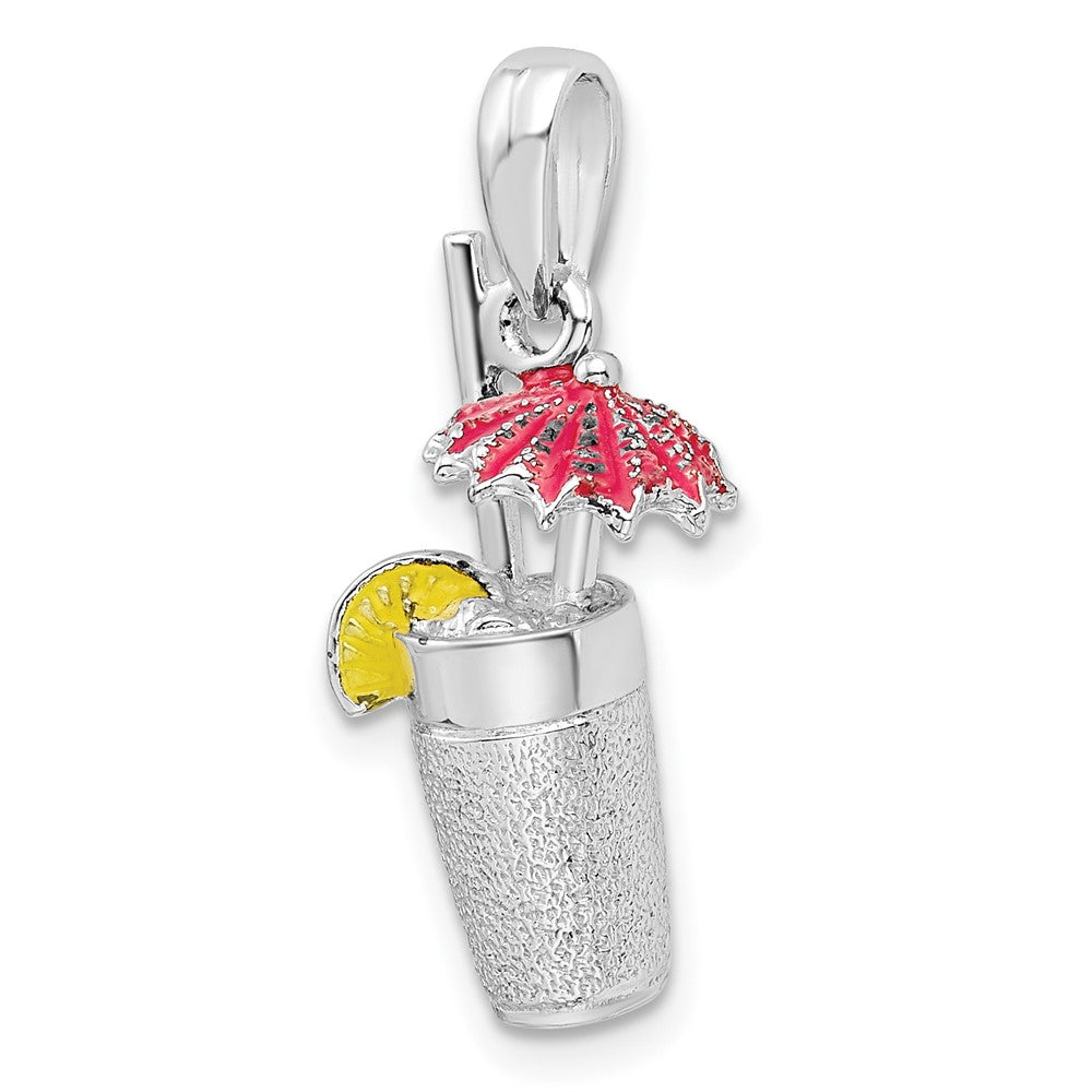 Sterlingsilber De-ani Rhodiniert 3d Emailliert Cocktail Drink Anhänger