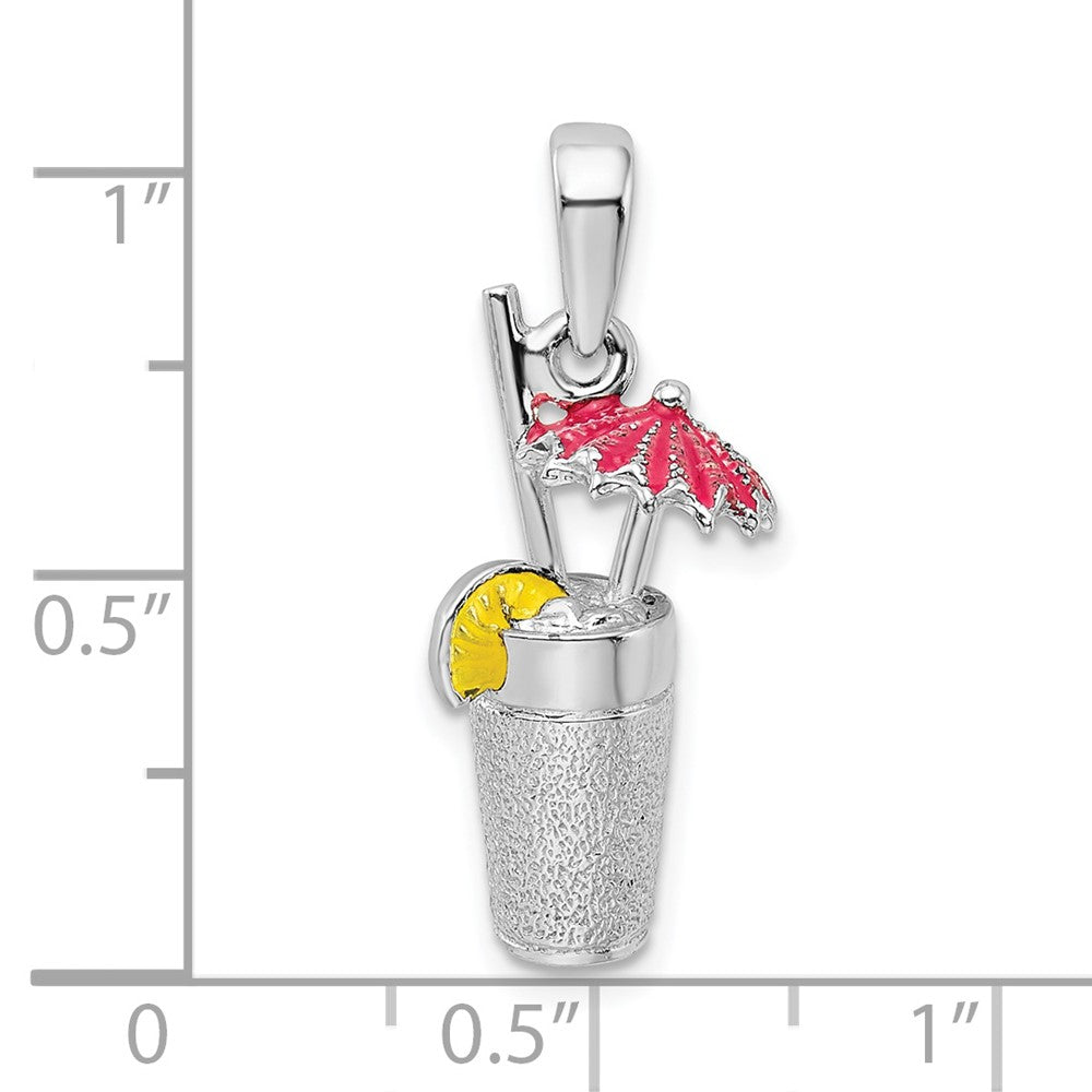 Sterlingsilber De-ani Rhodiniert 3d Emailliert Cocktail Drink Anhänger