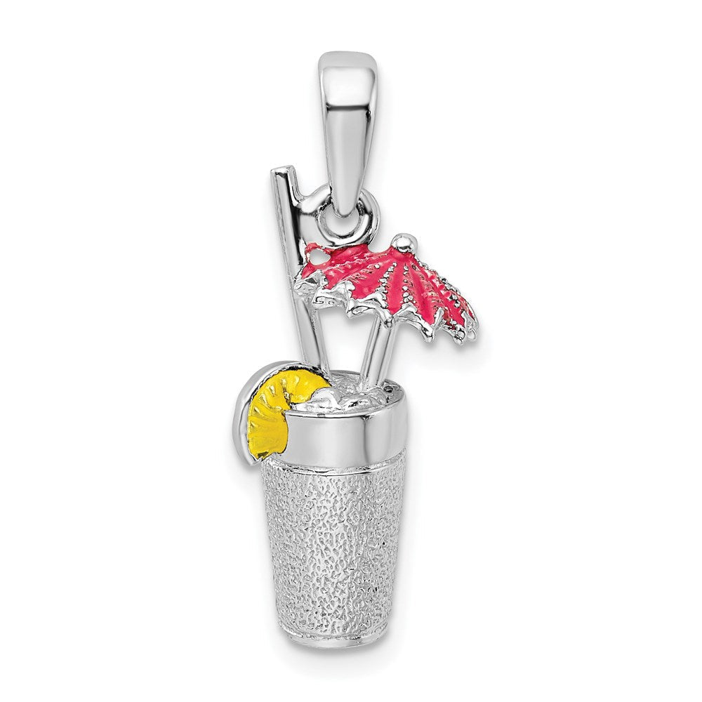 Sterlingsilber De-ani Rhodiniert 3d Emailliert Cocktail Drink Anhänger