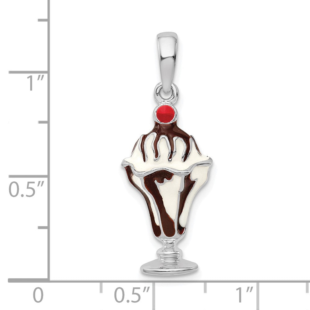 Sterlingsilber De-ani Rhodiniert Emailliert Chocolate Sundae Anhänger