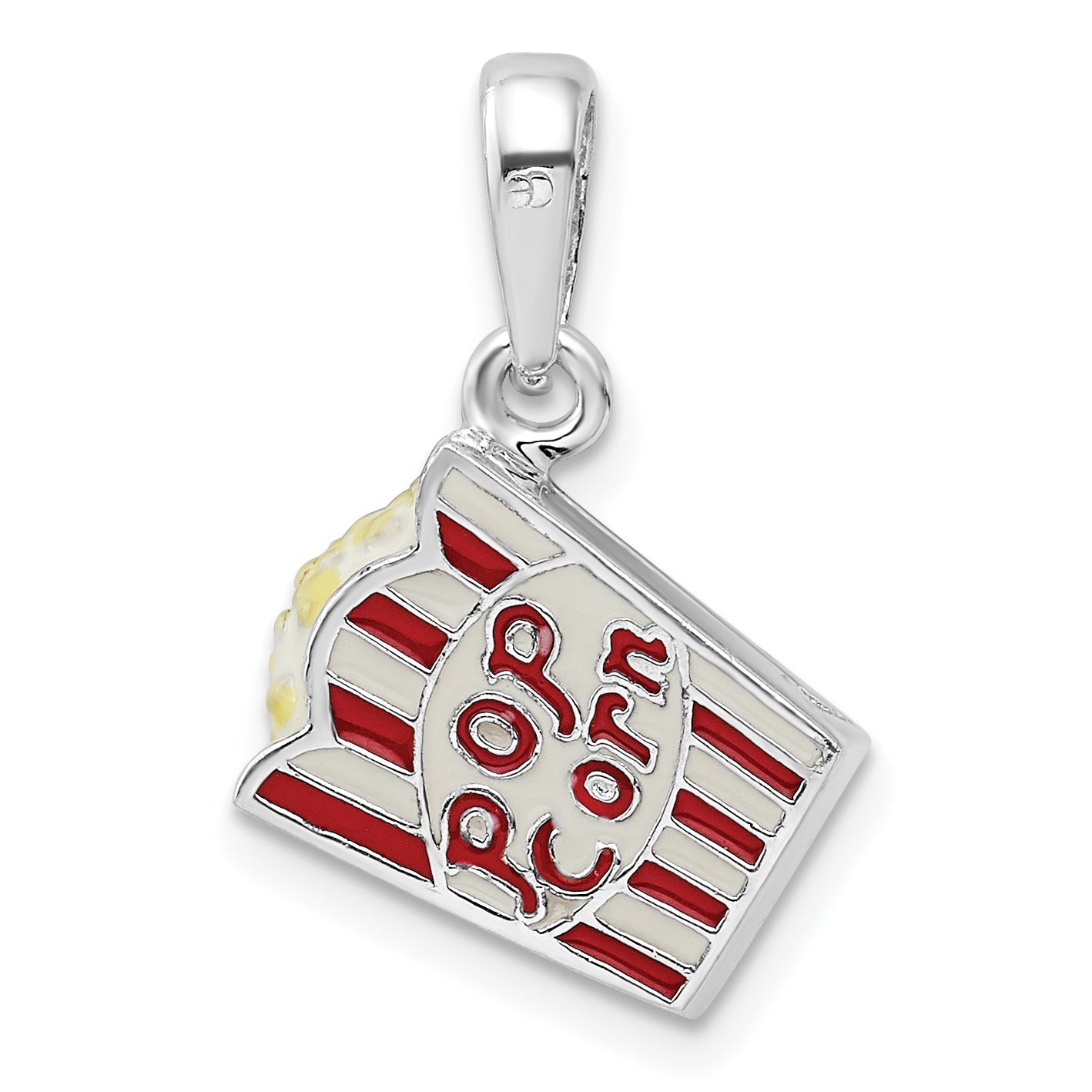 Sterlingsilber De-ani Rhodiniert 3d Emailliert Bag Of Popcorn Anhänger