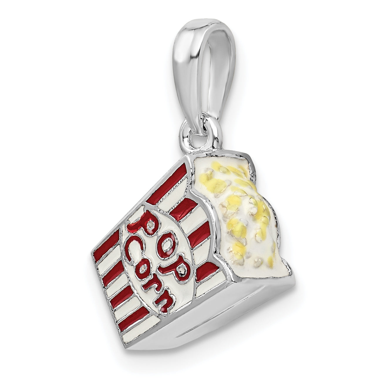 Sterlingsilber De-ani Rhodiniert 3d Emailliert Bag Of Popcorn Anhänger